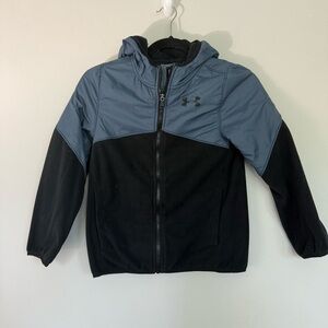 Under Armour Kids' Black and Gray/Blue Hooded Microfleece Jacket
